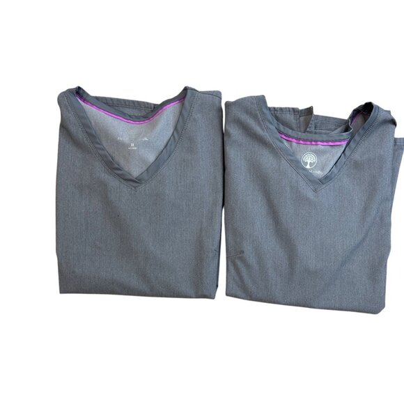 Healing Hands Bundle Of Two Women's Gray Juliet Scrub Top Size 3XL - Picture 1 of 8